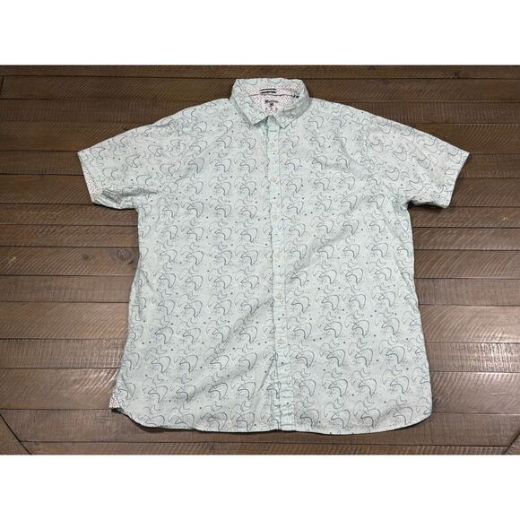 Recess Short Sleeve Button-up Slim Fit Shirt Retro Print - Men’s Size XL - Picture 1 of 9